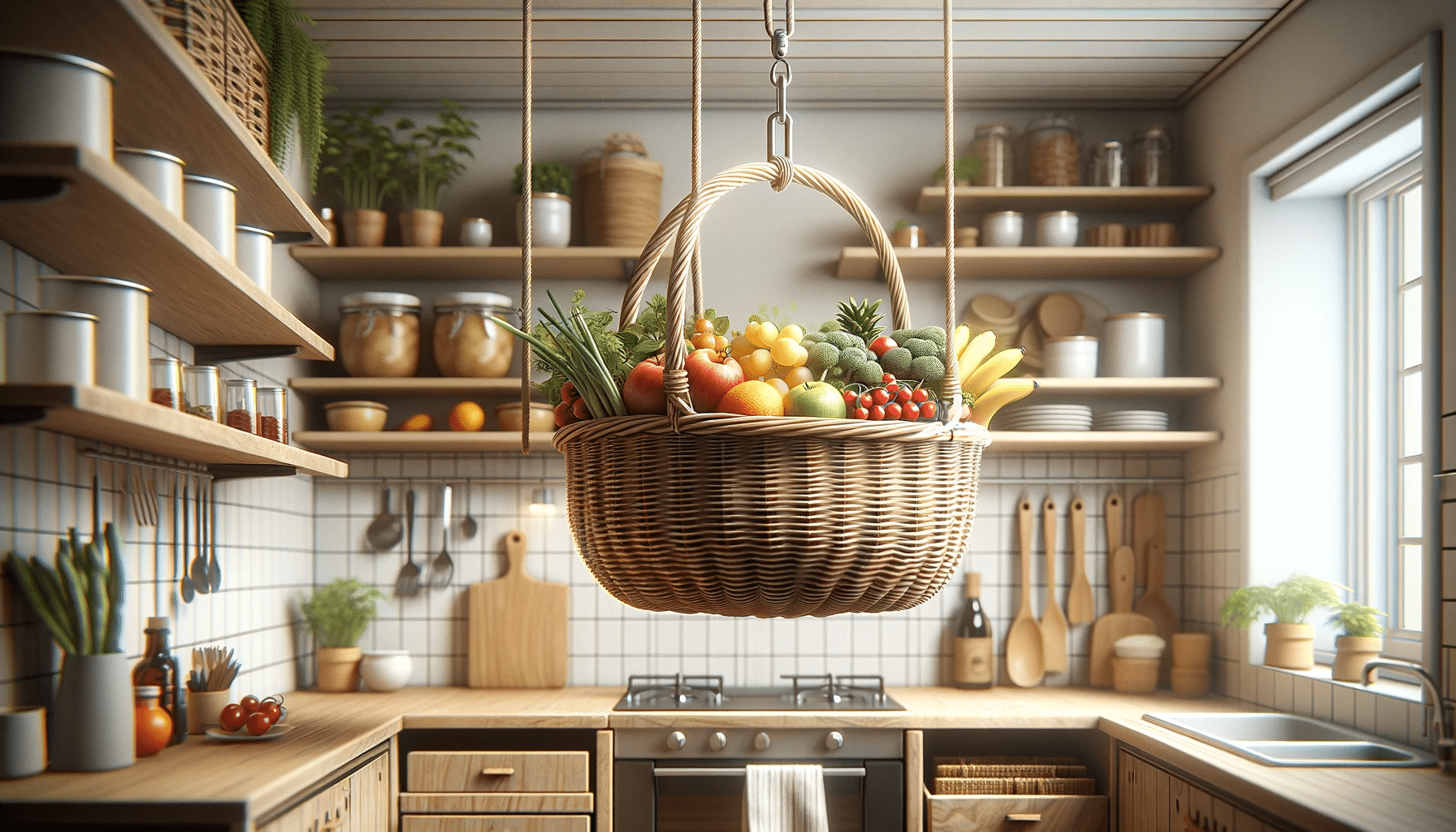 Trasformare i Cestini di Vimini in Contenitori Sospesi per Frutta e Verdura